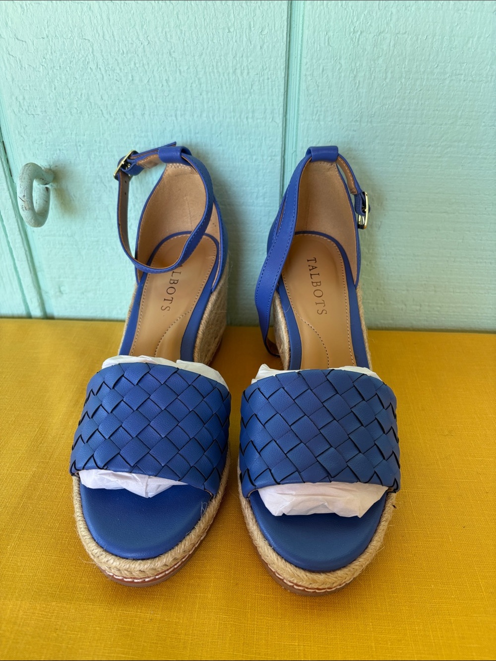 Talbots Royal Blue Woven Espadrille Wedge Sandals